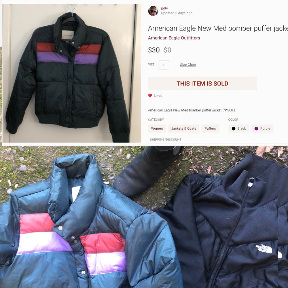 American Eagle New Med bomber puffer jacket (green